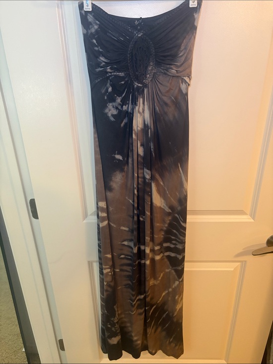 Sky Dresses & Skirts - Sky Strapless Tie-Dye Maxi Dress in Black and Brown- Needs Minimal Repair 🪡🧵